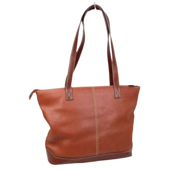 VTG MEDALLION BROWN GENUINE LEATHER ZIP SHOULDER BAG HANDBAG TOTE PURSE + POUCH - Picture 3 of 14